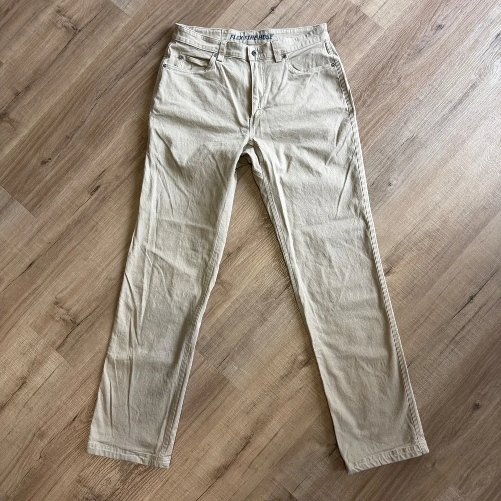 Duluth Trading Co Flex Fire Hose Relaxed Fit Khaki Work Pants 34x36 62752C